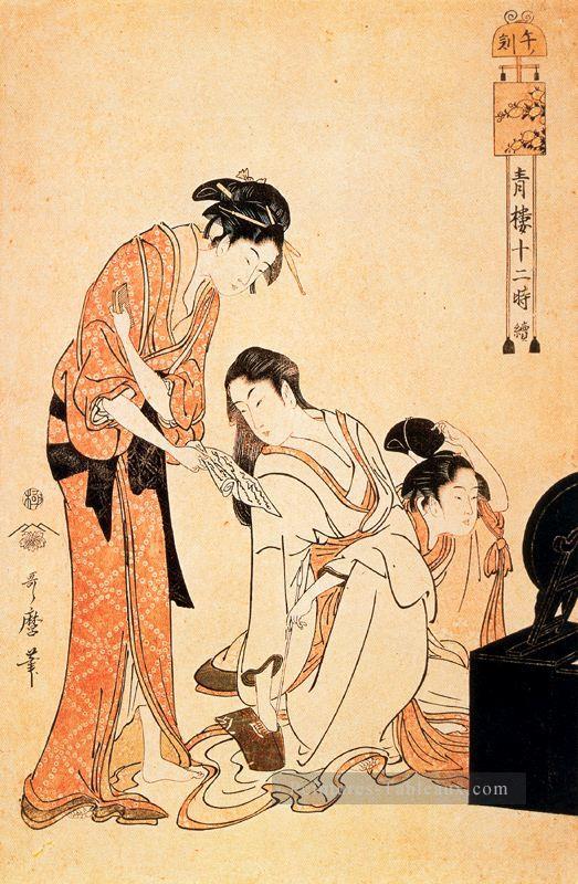 l’heure du singe Kitagawa Utamaro ukiyo e Bijin GA Peintures à l'huile